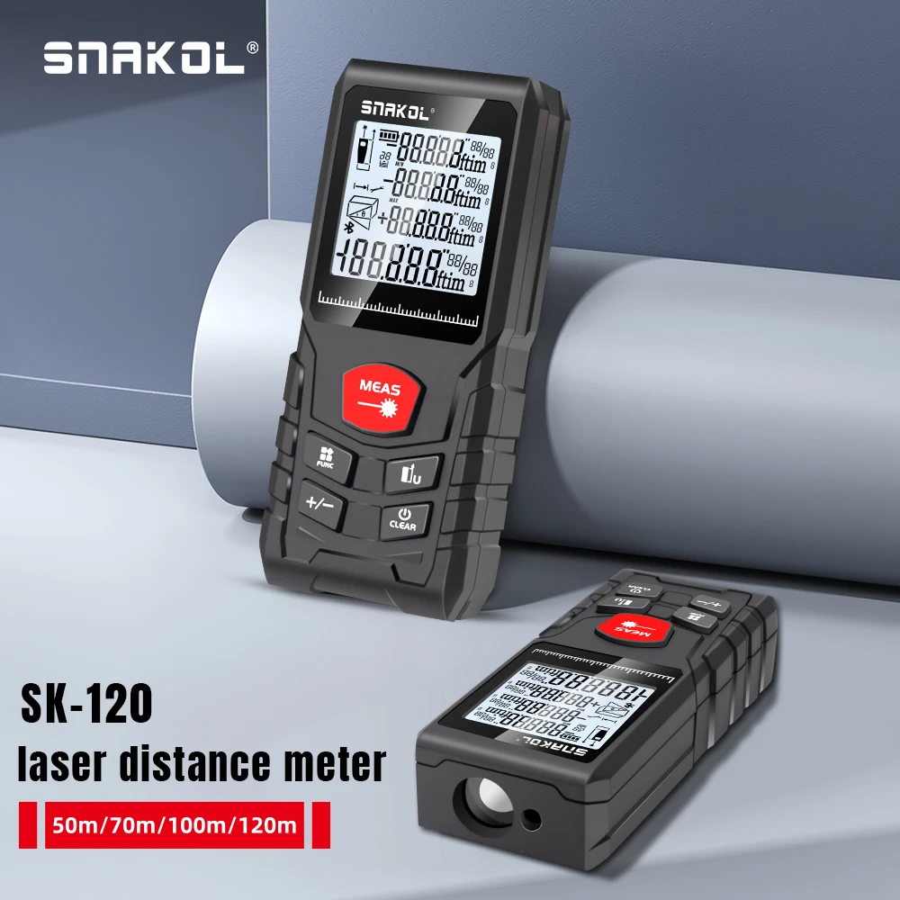 Stanley Tape 25Ft - Цифровой лазерный дальномер SNAKOL SK-120 (50м/70м/100м/120м)